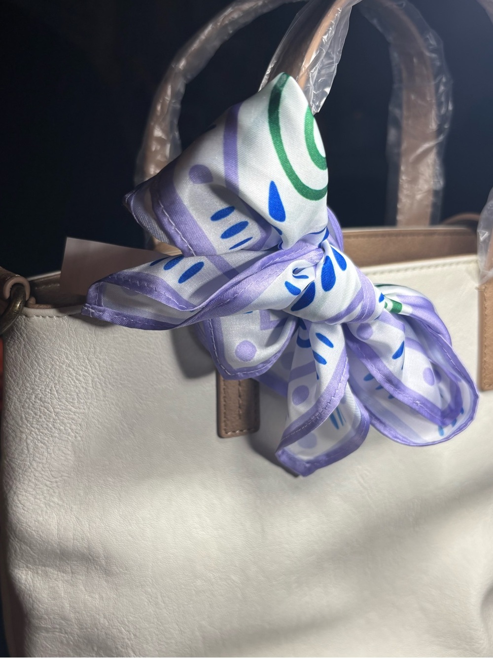 New Purple Palm Tree Print Scarf Twilly 20” Square Purse Bag Charm